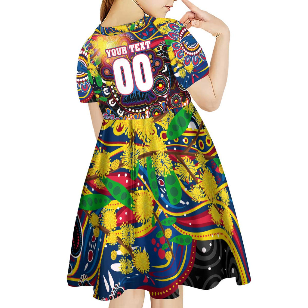 Personalised NAIDOC Week 2025 Crows Football Kid Short Sleeve Dress Aboriginal Dot Painting