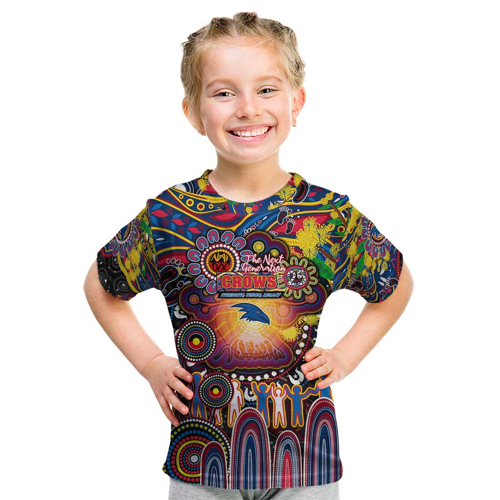 Personalised NAIDOC Week 2025 Crows Football Kid T Shirt Aboriginal Dot Painting