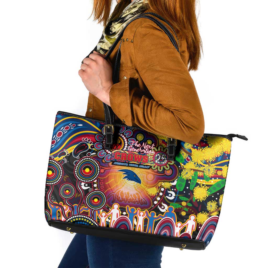 NAIDOC Week 2025 Crows Football Leather Tote Bag Aboriginal Dot Painting