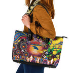NAIDOC Week 2025 Crows Football Leather Tote Bag Aboriginal Dot Painting