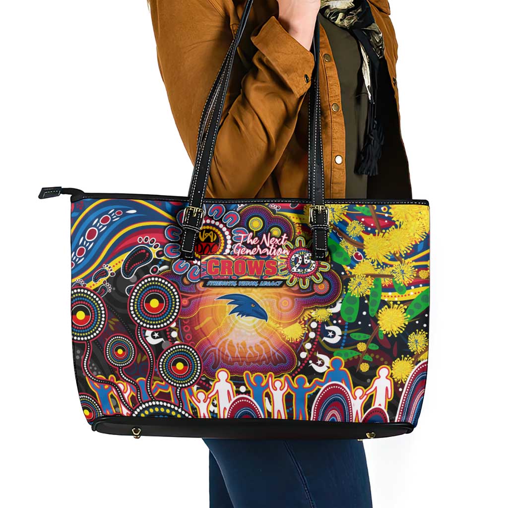 NAIDOC Week 2025 Crows Football Leather Tote Bag Aboriginal Dot Painting