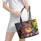 NAIDOC Week 2025 Crows Football Leather Tote Bag Aboriginal Dot Painting
