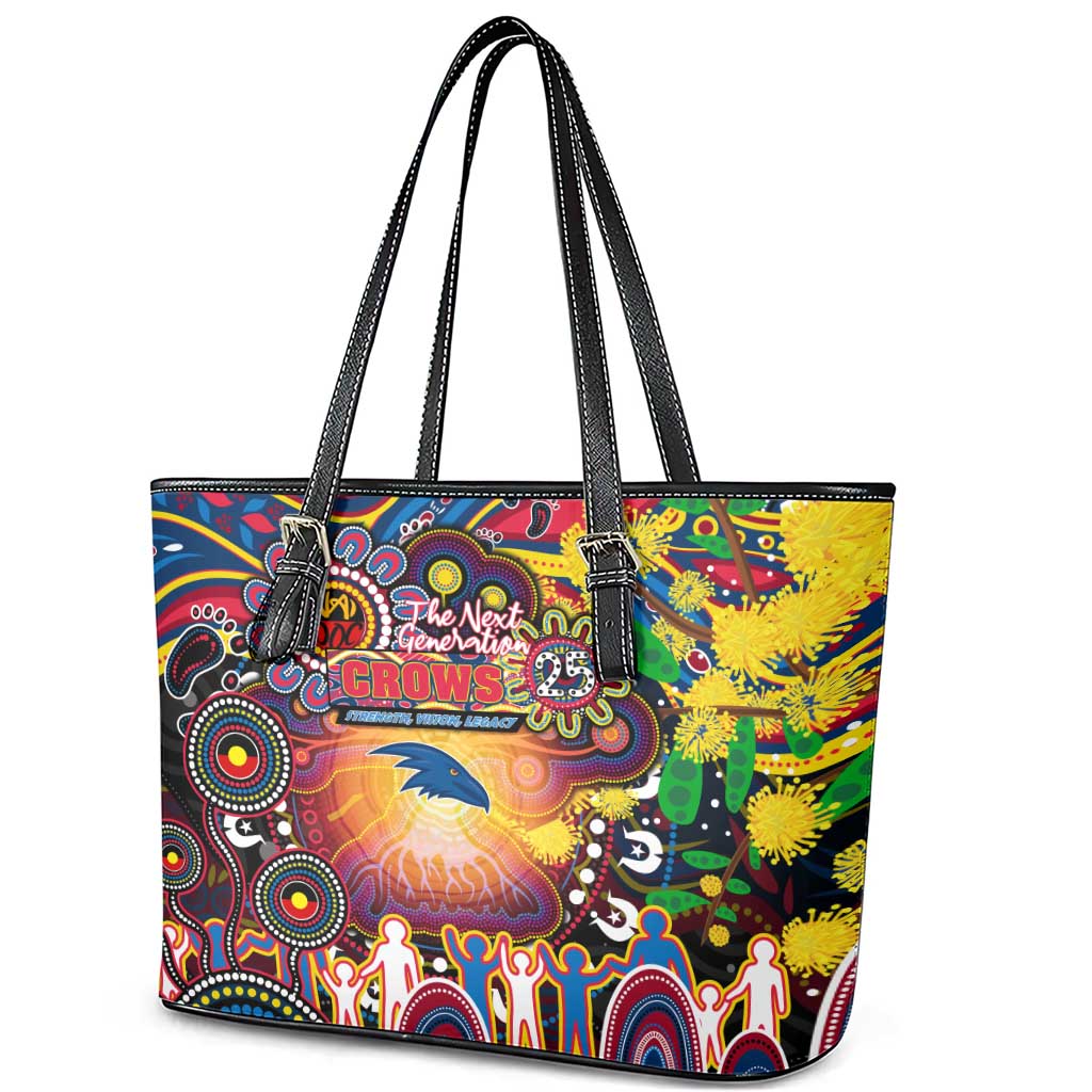 NAIDOC Week 2025 Crows Football Leather Tote Bag Aboriginal Dot Painting
