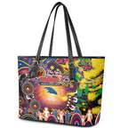 NAIDOC Week 2025 Crows Football Leather Tote Bag Aboriginal Dot Painting