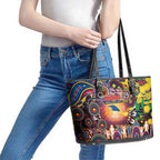 NAIDOC Week 2025 Crows Football Leather Tote Bag Aboriginal Dot Painting