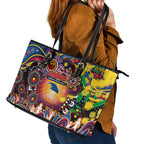 NAIDOC Week 2025 Crows Football Leather Tote Bag Aboriginal Dot Painting