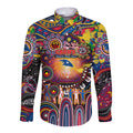 Personalised NAIDOC Week 2025 Crows Football Long Sleeve Button Shirt Aboriginal Dot Painting