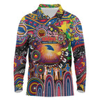 Personalised NAIDOC Week 2025 Crows Football Long Sleeve Polo Shirt Aboriginal Dot Painting