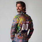 Personalised NAIDOC Week 2025 Crows Football Long Sleeve Polo Shirt Aboriginal Dot Painting