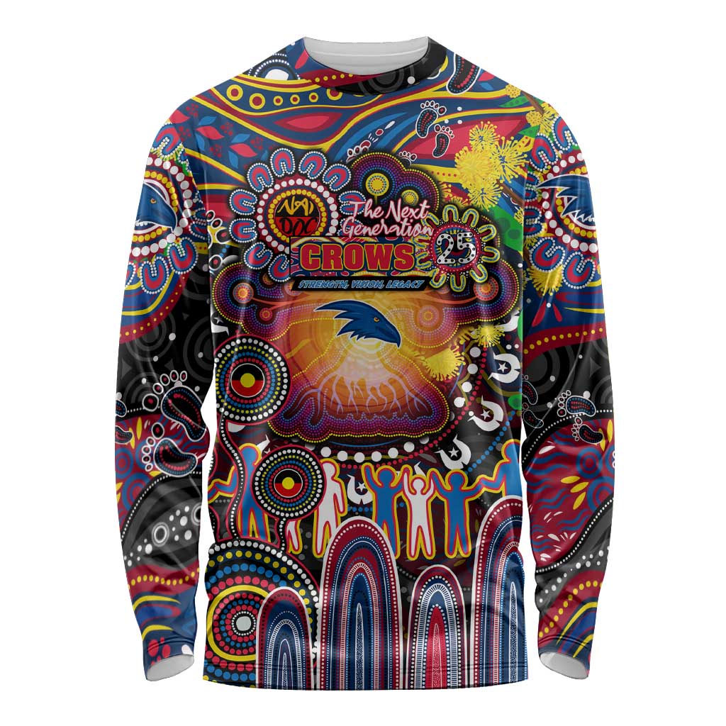 Personalised NAIDOC Week 2025 Crows Football Long Sleeve Shirt Aboriginal Dot Painting