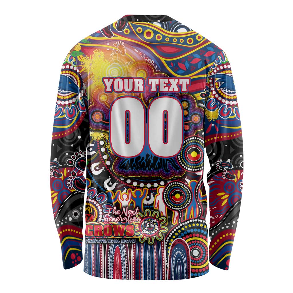 Personalised NAIDOC Week 2025 Crows Football Long Sleeve Shirt Aboriginal Dot Painting