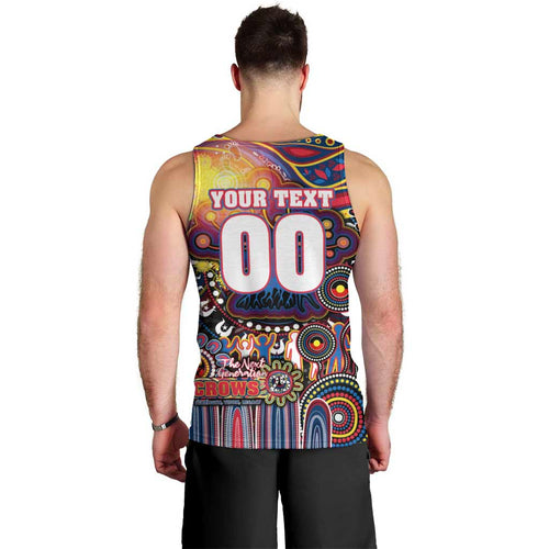 Personalised NAIDOC Week 2025 Crows Football Men Tank Top Aboriginal Dot Painting