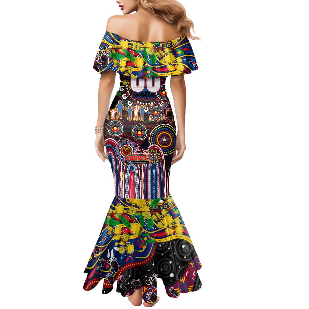 Personalised NAIDOC Week 2025 Crows Football Mermaid Dress Aboriginal Dot Painting