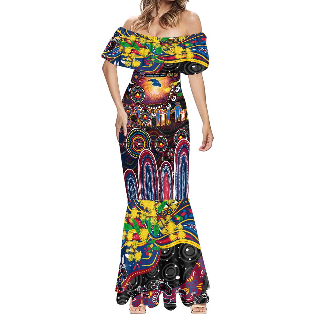Personalised NAIDOC Week 2025 Crows Football Mermaid Dress Aboriginal Dot Painting