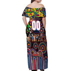 Personalised NAIDOC Week 2025 Crows Football Off Shoulder Maxi Dress Aboriginal Dot Painting