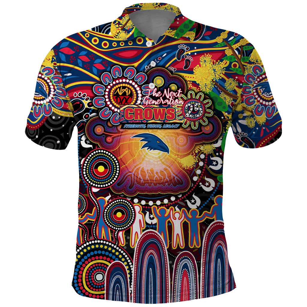 Personalised NAIDOC Week 2025 Crows Football Polo Shirt Aboriginal Dot Painting