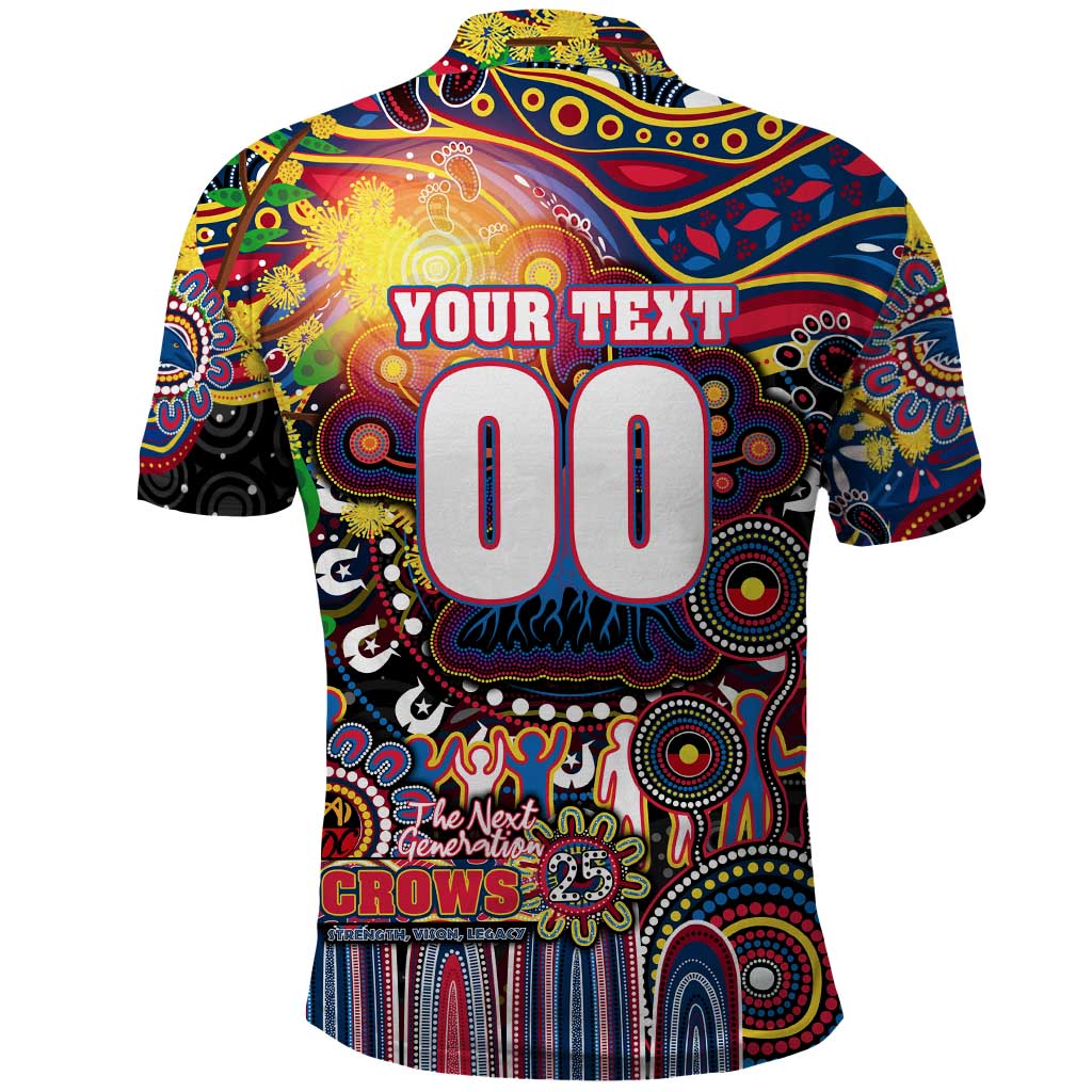 Personalised NAIDOC Week 2025 Crows Football Polo Shirt Aboriginal Dot Painting