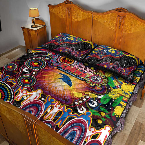 NAIDOC Week 2025 Crows Football Quilt Bed Set Aboriginal Dot Painting
