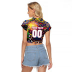 Personalised NAIDOC Week 2025 Crows Football Raglan Cropped T Shirt Aboriginal Dot Painting