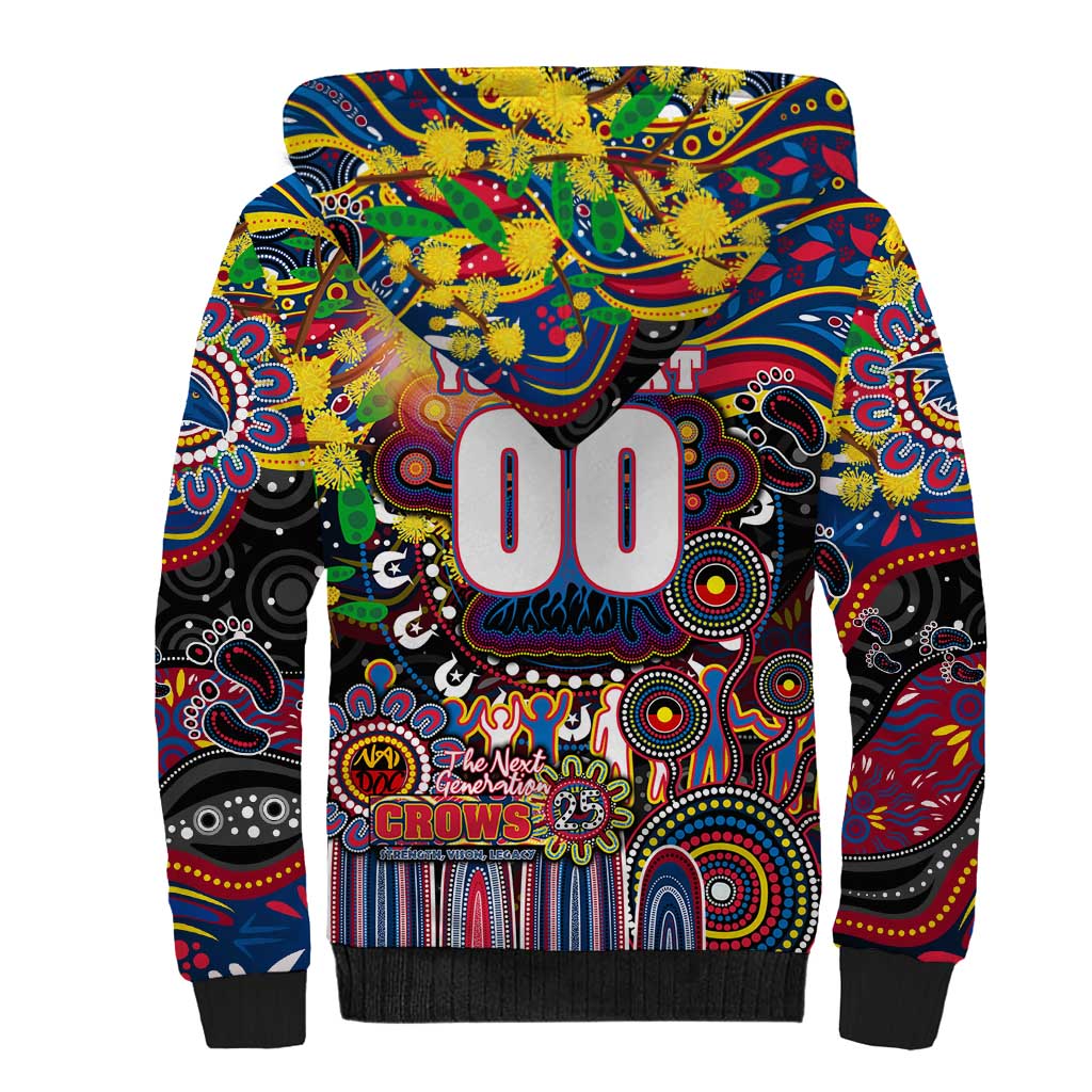 Personalised NAIDOC Week 2025 Crows Football Sherpa Hoodie Aboriginal Dot Painting