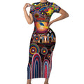 Personalised NAIDOC Week 2025 Crows Football Short Sleeve Bodycon Dress Aboriginal Dot Painting