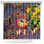 NAIDOC Week 2025 Crows Football Shower Curtain Aboriginal Dot Painting