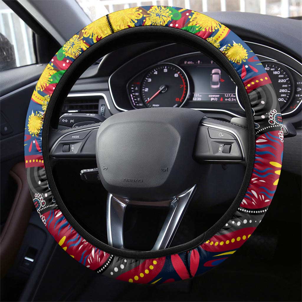 NAIDOC Week 2025 Crows Football Steering Wheel Cover Aboriginal Dot Painting