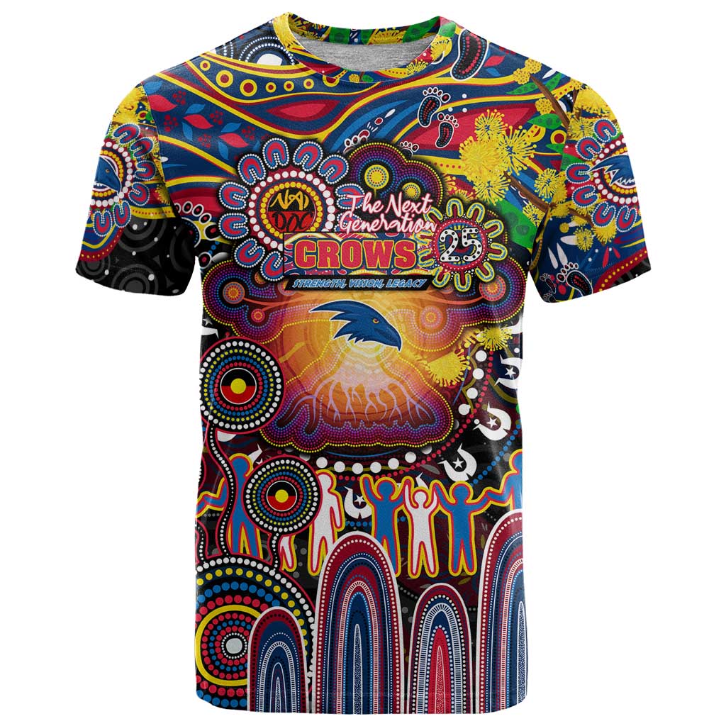 Personalised NAIDOC Week 2025 Crows Football T Shirt Aboriginal Dot Painting