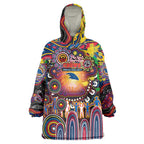 Personalised NAIDOC Week 2025 Crows Football Wearable Blanket Hoodie Aboriginal Dot Painting