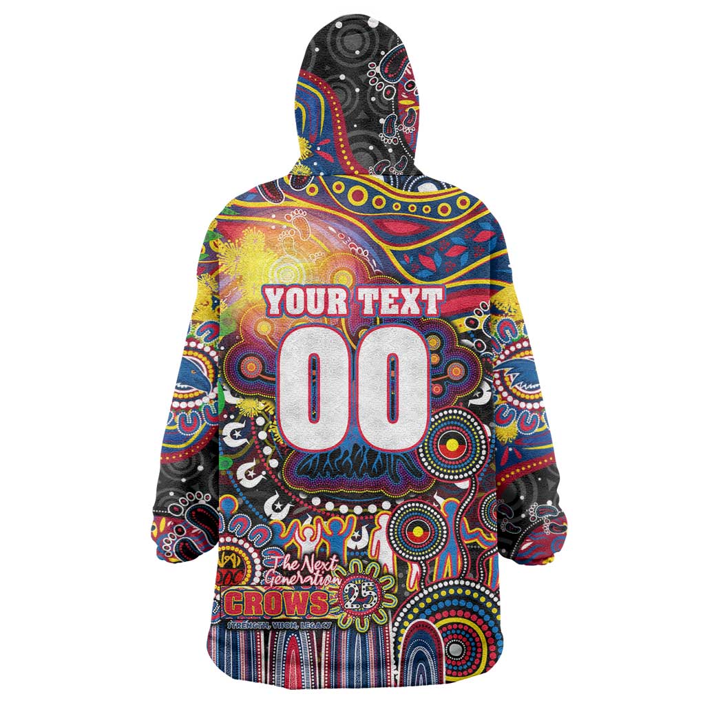 Personalised NAIDOC Week 2025 Crows Football Wearable Blanket Hoodie Aboriginal Dot Painting