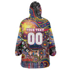 Personalised NAIDOC Week 2025 Crows Football Wearable Blanket Hoodie Aboriginal Dot Painting