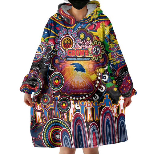 Personalised NAIDOC Week 2025 Crows Football Wearable Blanket Hoodie Aboriginal Dot Painting