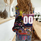 Personalised NAIDOC Week 2025 Crows Football Women Casual Shirt Aboriginal Dot Painting
