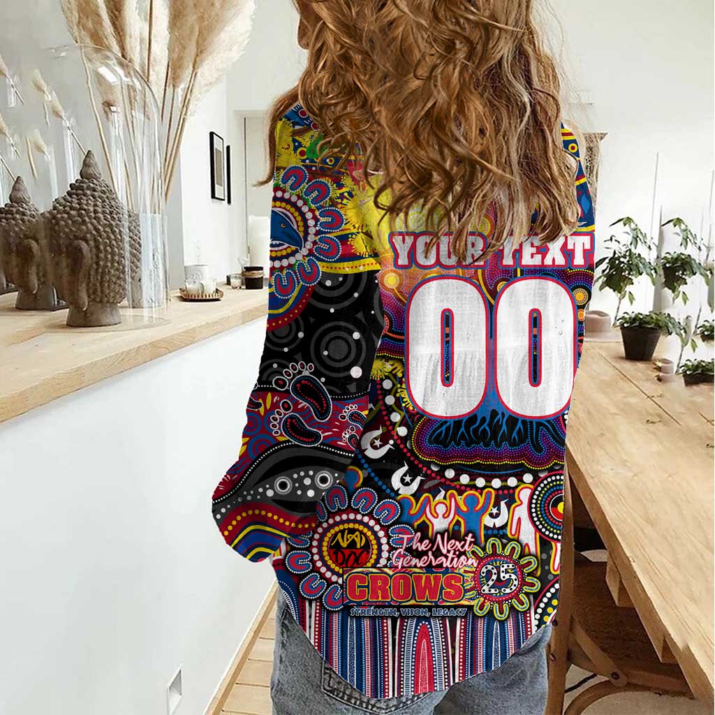 Personalised NAIDOC Week 2025 Crows Football Women Casual Shirt Aboriginal Dot Painting