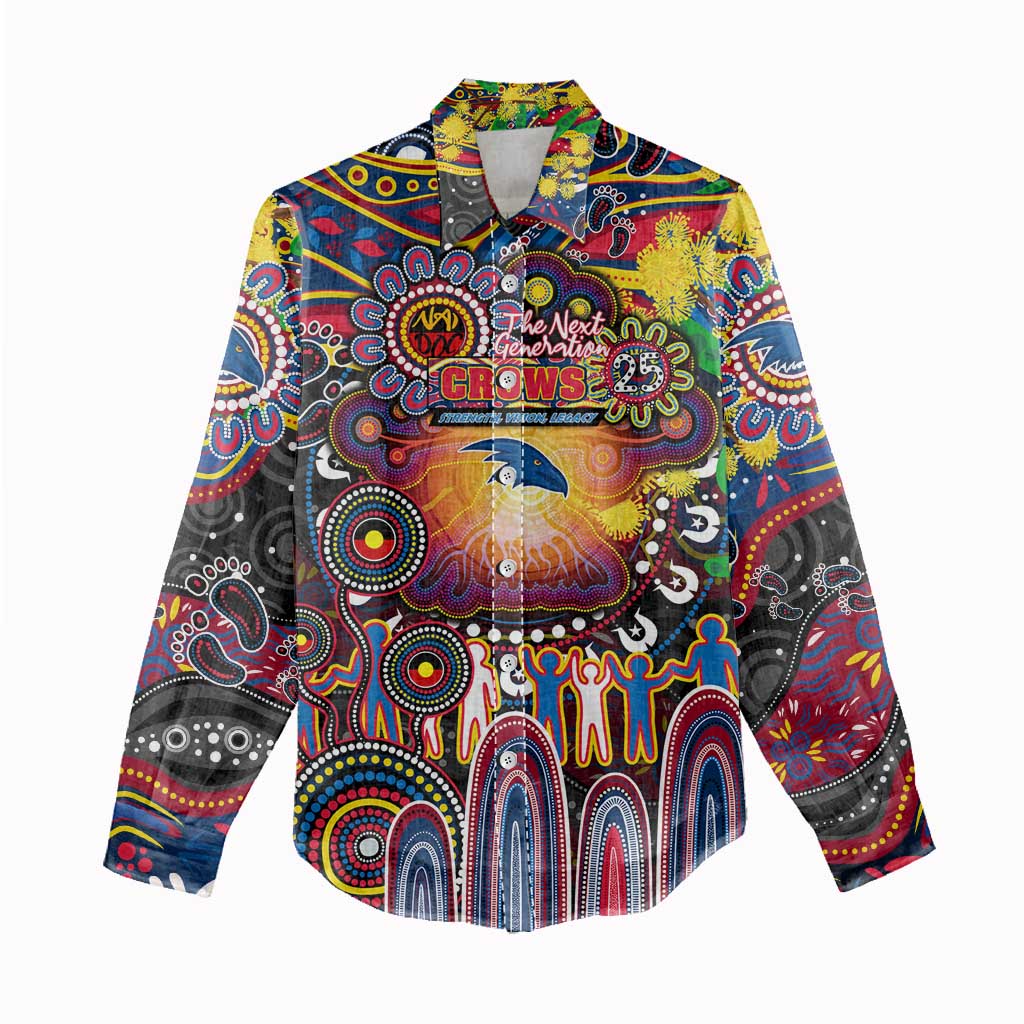 Personalised NAIDOC Week 2025 Crows Football Women Casual Shirt Aboriginal Dot Painting