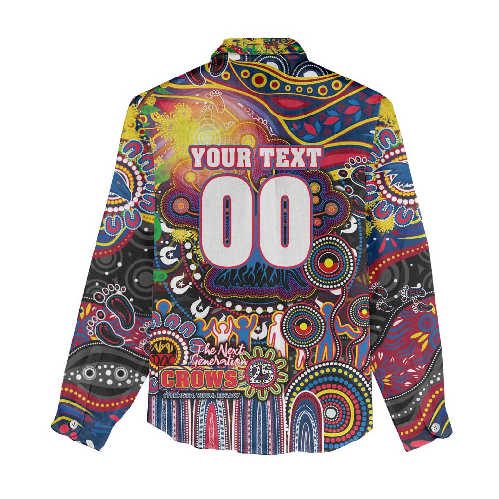 Personalised NAIDOC Week 2025 Crows Football Women Casual Shirt Aboriginal Dot Painting