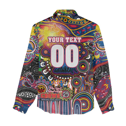 Personalised NAIDOC Week 2025 Crows Football Women Casual Shirt Aboriginal Dot Painting