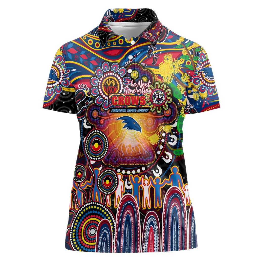 Personalised NAIDOC Week 2025 Crows Football Women Polo Shirt Aboriginal Dot Painting