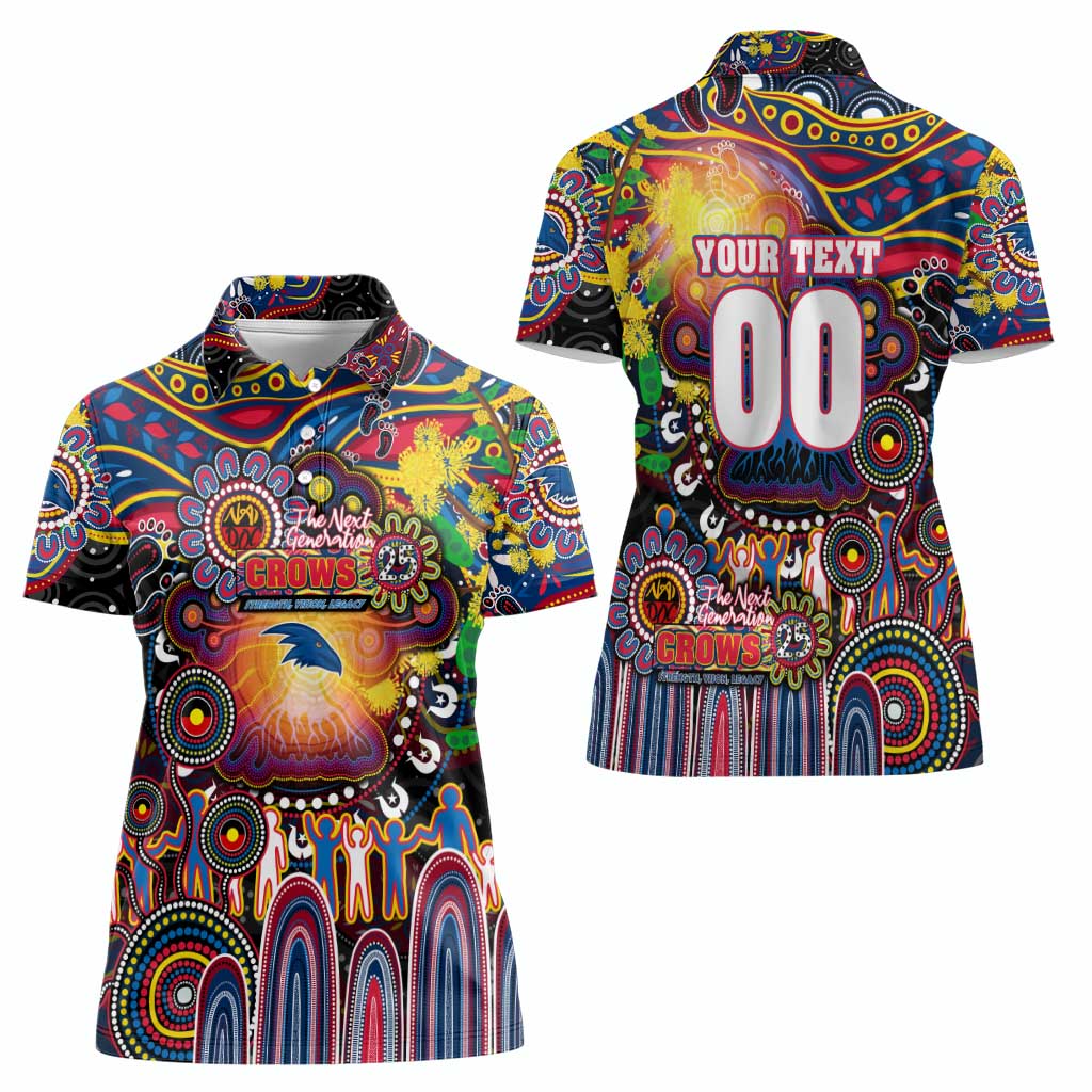 Personalised NAIDOC Week 2025 Crows Football Women Polo Shirt Aboriginal Dot Painting