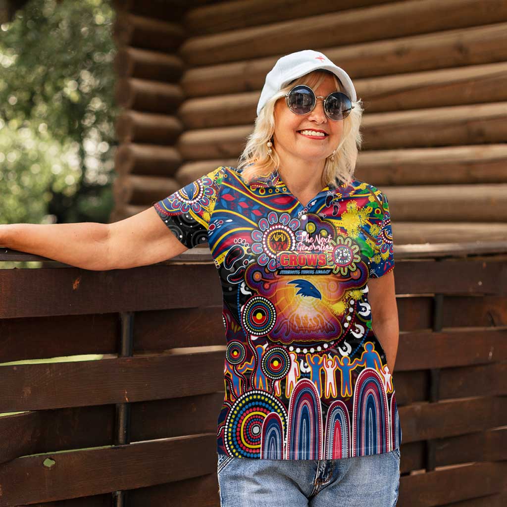 Personalised NAIDOC Week 2025 Crows Football Women Polo Shirt Aboriginal Dot Painting