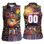 Personalised NAIDOC Week 2025 Crows Football Women Sleeveless Polo Shirt Aboriginal Dot Painting