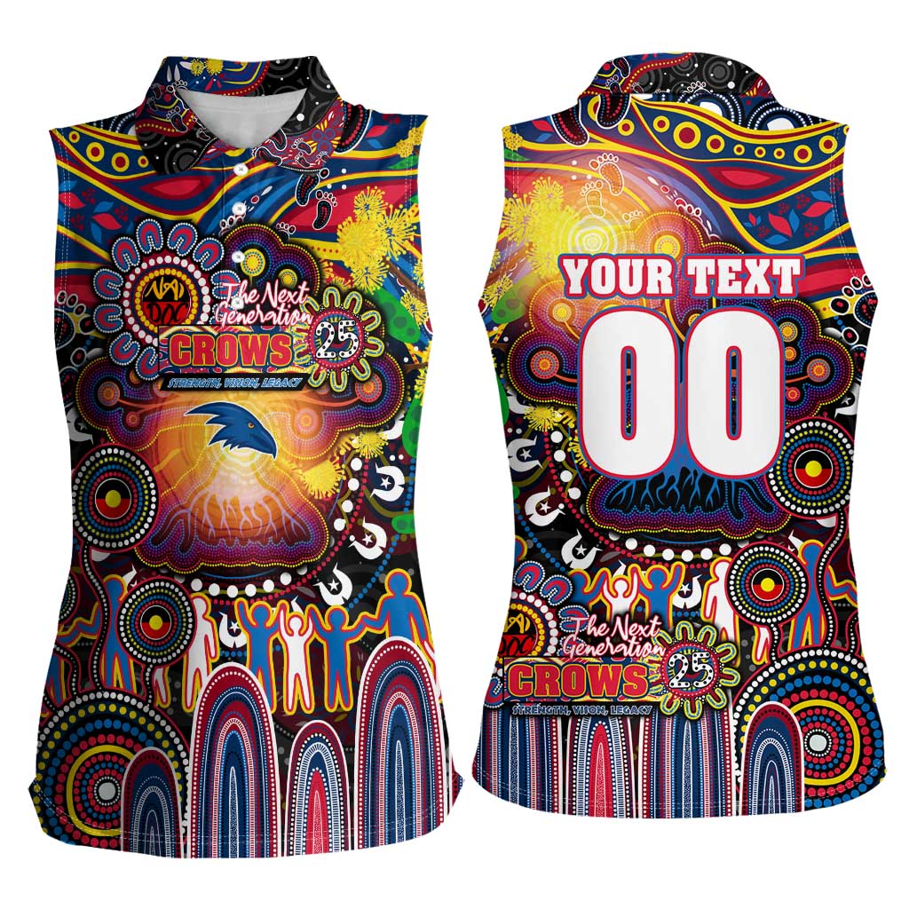 Personalised NAIDOC Week 2025 Crows Football Women Sleeveless Polo Shirt Aboriginal Dot Painting