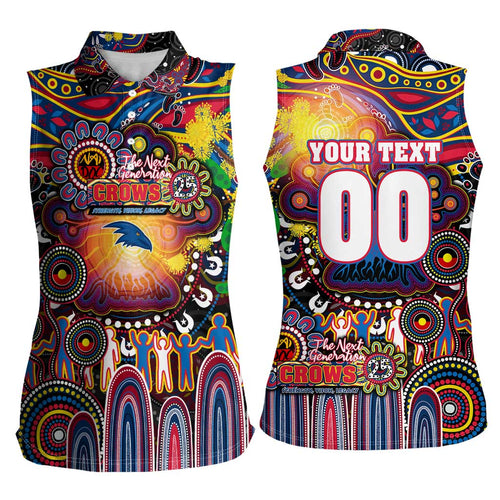 Personalised NAIDOC Week 2025 Crows Football Women Sleeveless Polo Shirt Aboriginal Dot Painting