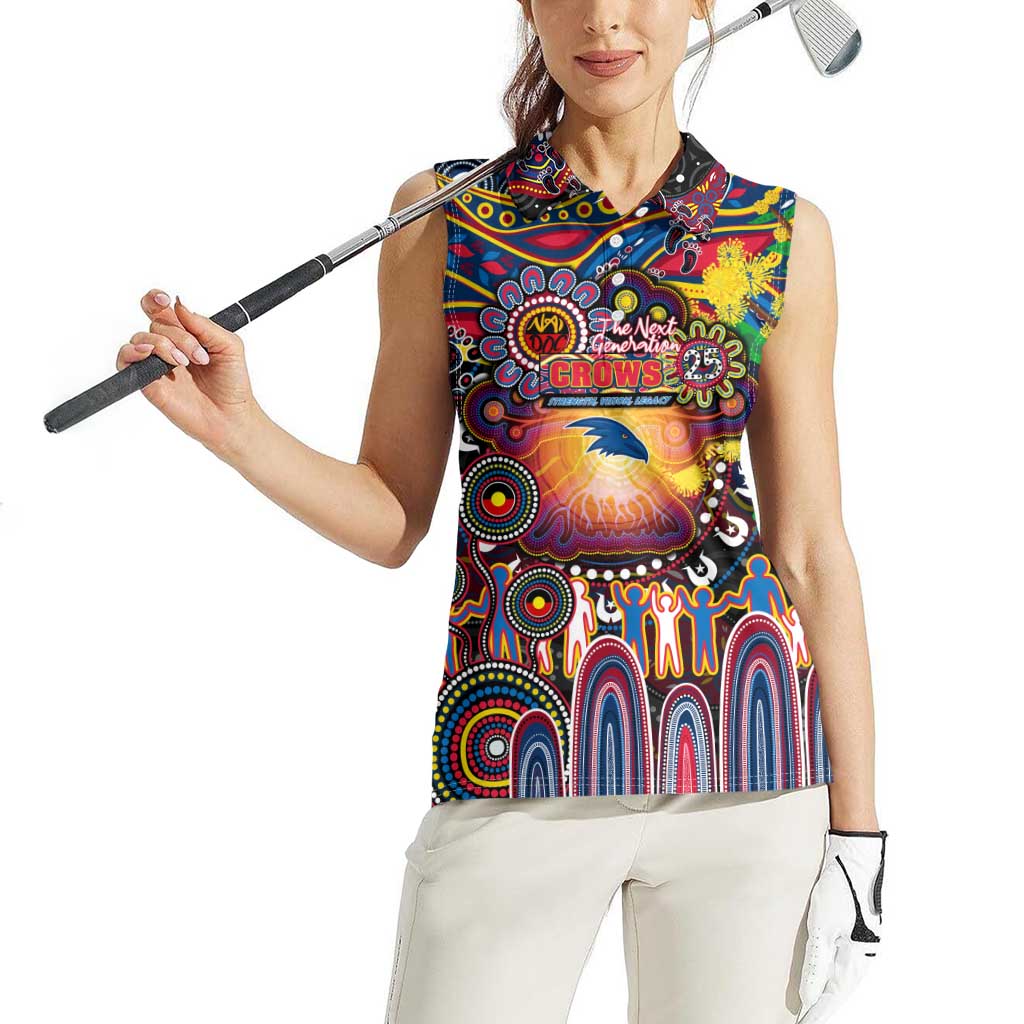 Personalised NAIDOC Week 2025 Crows Football Women Sleeveless Polo Shirt Aboriginal Dot Painting