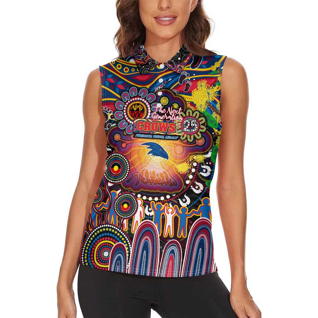 Personalised NAIDOC Week 2025 Crows Football Women Sleeveless Polo Shirt Aboriginal Dot Painting