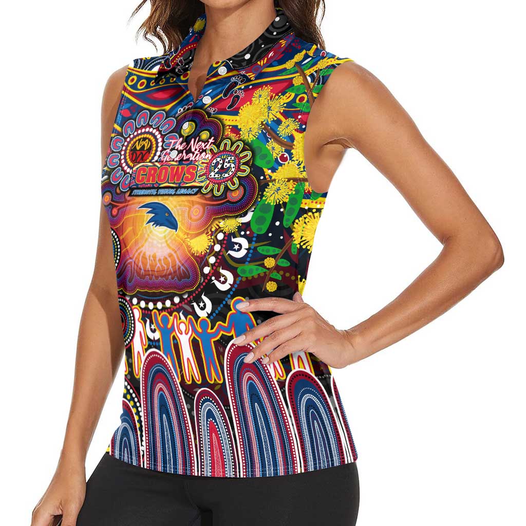 Personalised NAIDOC Week 2025 Crows Football Women Sleeveless Polo Shirt Aboriginal Dot Painting
