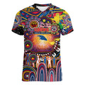 Personalised NAIDOC Week 2025 Crows Football Women V-Neck T-Shirt Aboriginal Dot Painting