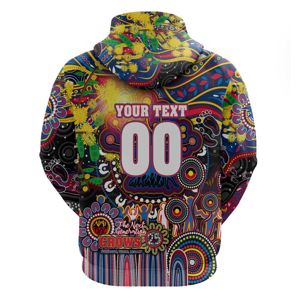 Personalised NAIDOC Week 2025 Crows Football Zip Hoodie Aboriginal Dot Painting