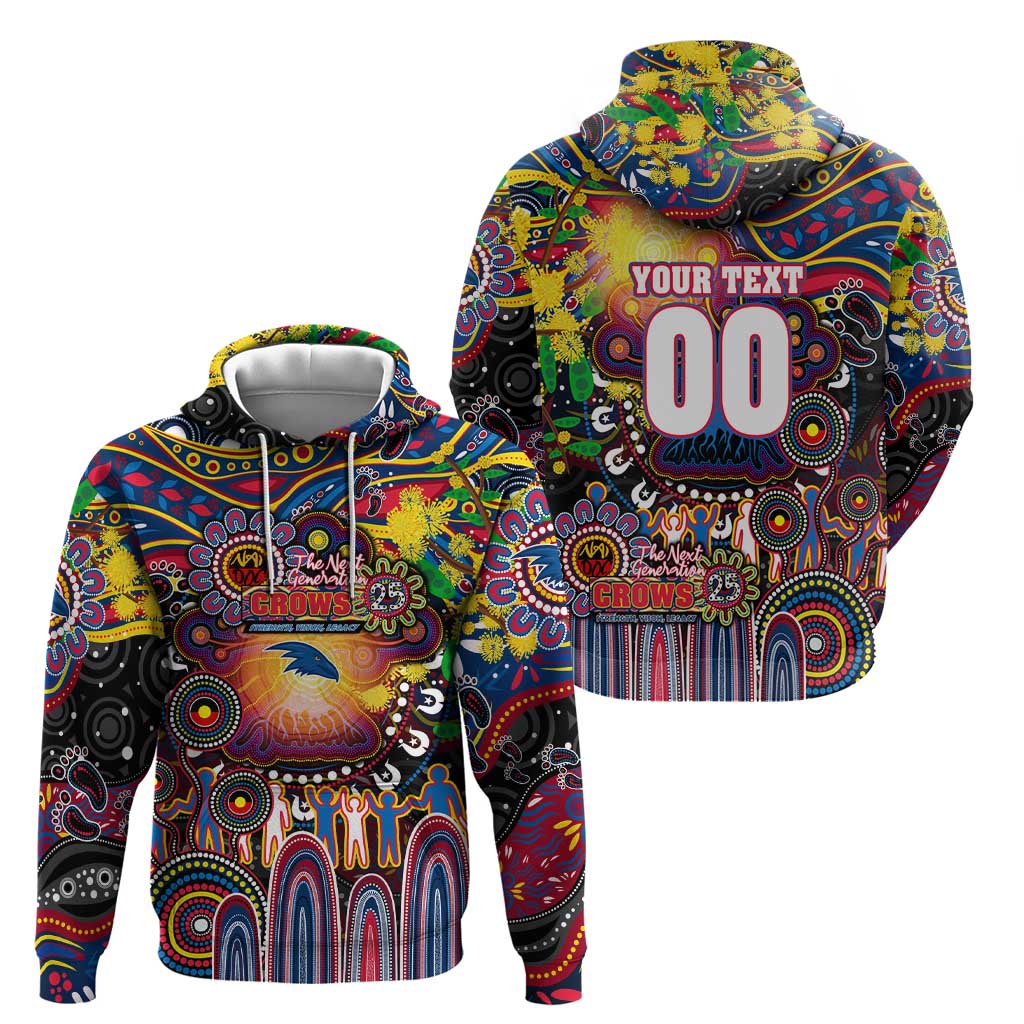 Personalised NAIDOC Week 2025 Crows Football Zip Hoodie Aboriginal Dot Painting
