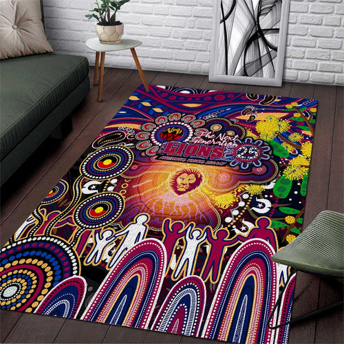 NAIDOC Week 2025 Lions Football Area Rug Aboriginal Dot Painting